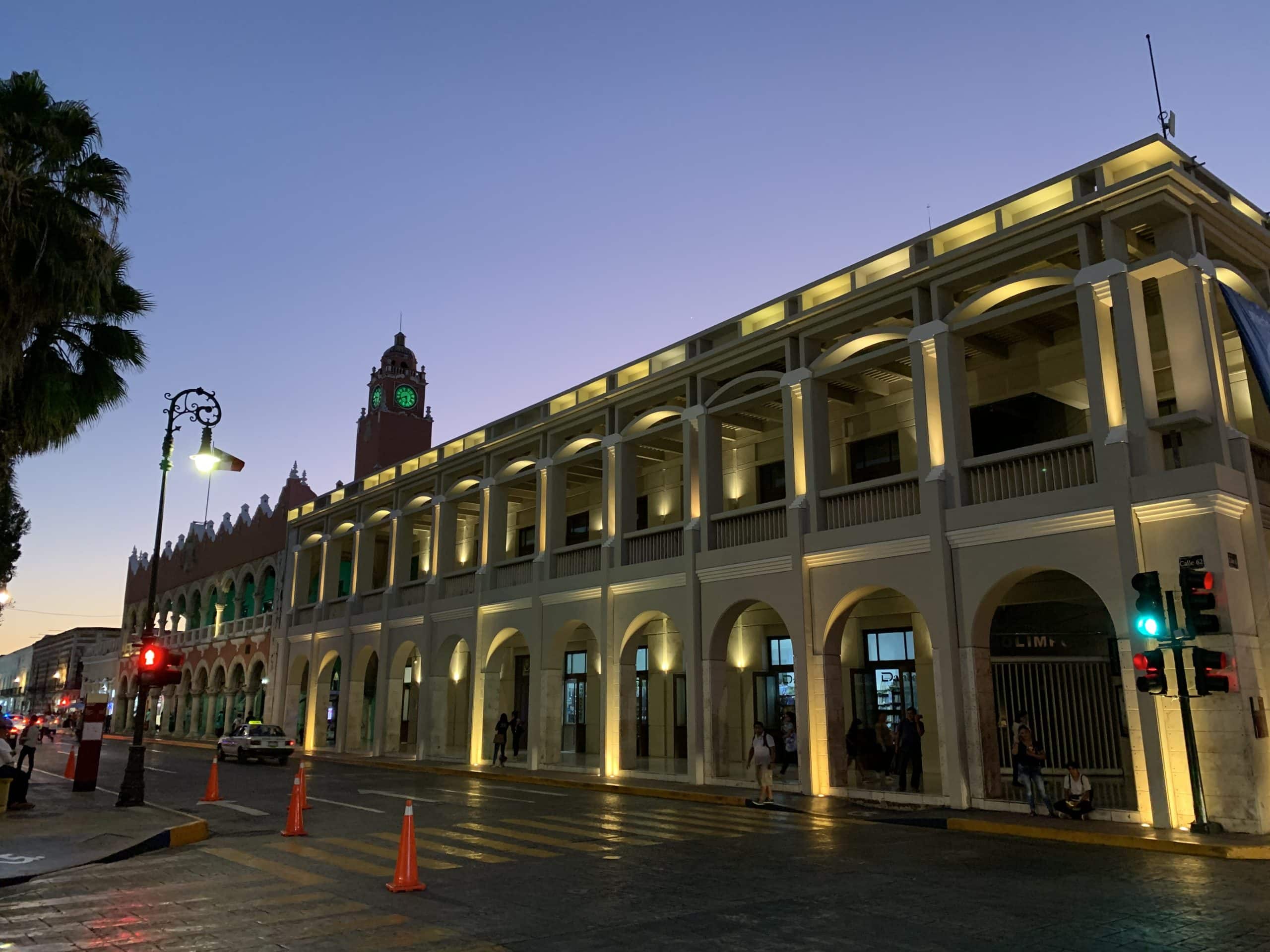 A building with beautiful architecture in Merida, Mexico.