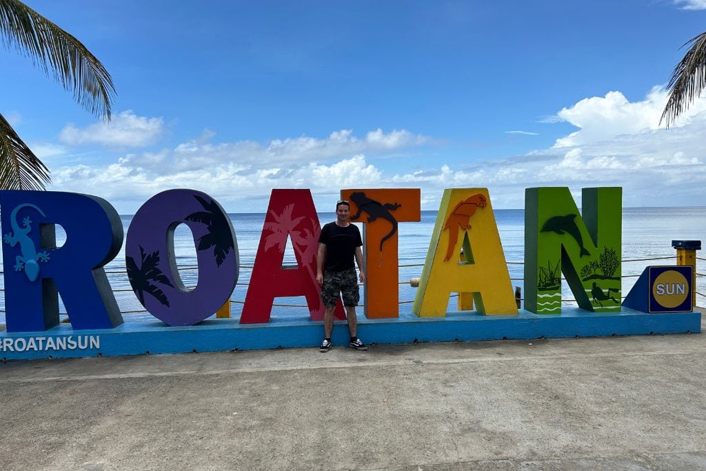 Colourful Roatan sign.