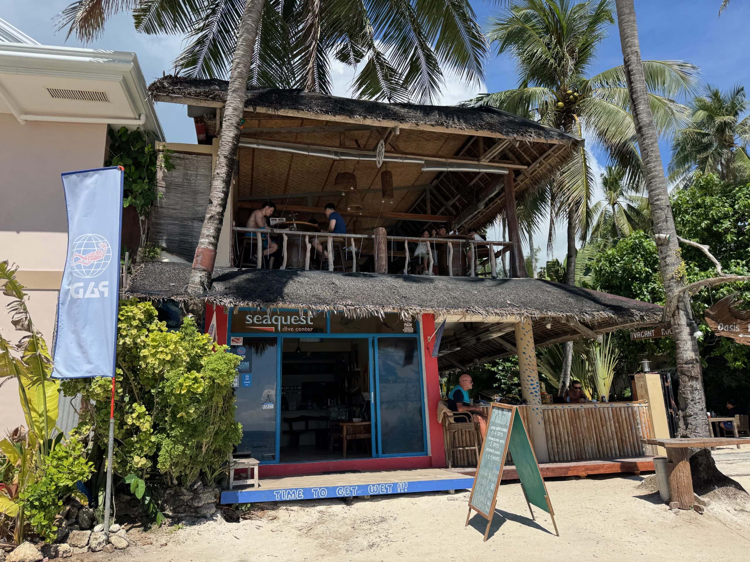 Sunset beachfront seating: Alona Vida Beach Resort and SeaQuest Dive Center provide the perfect combo for diving and nightlife in Bohol