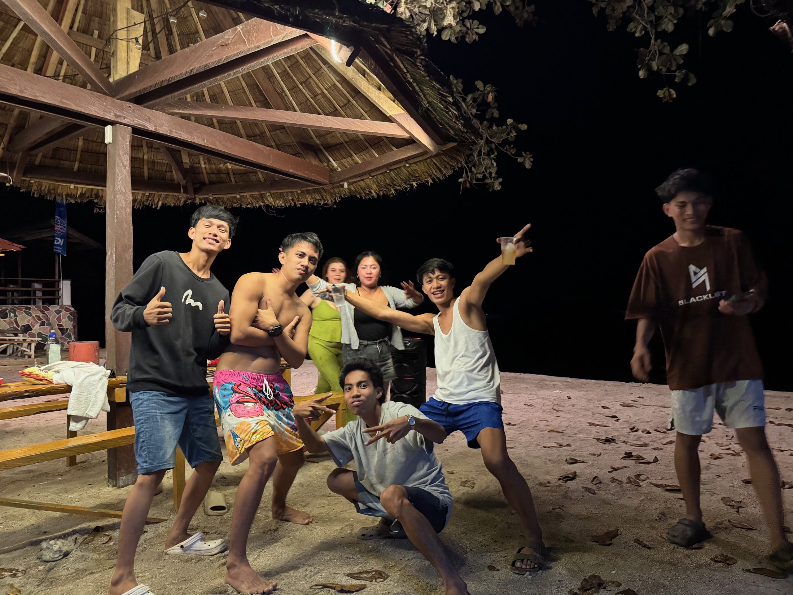 A group of friends on the Panagsama beach having fun.