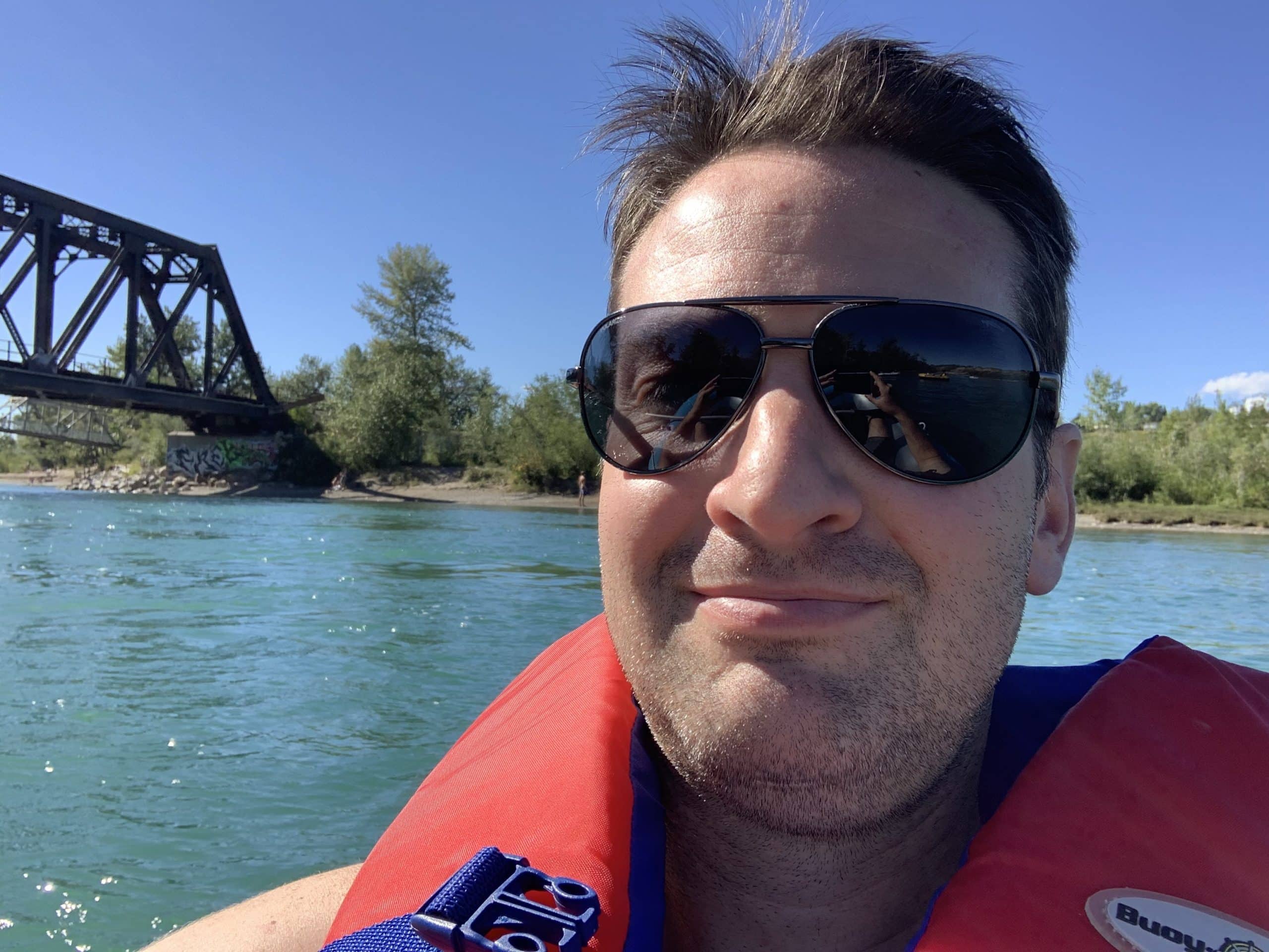 Rafting down the Bow River, an exciting summer activity for adventure seekers visiting Calgary.