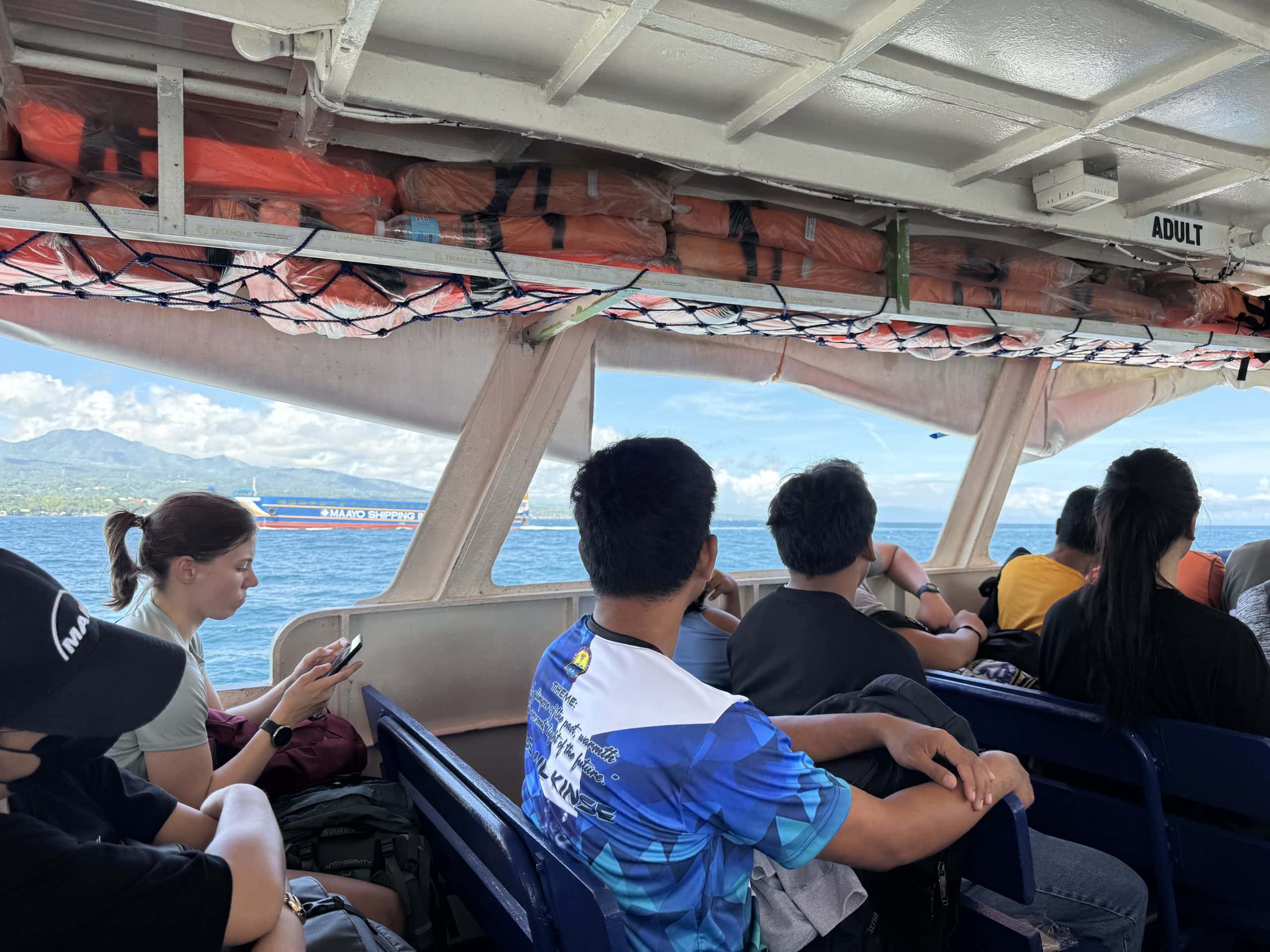 Passenger ferry crossing from Negros Island to Cebu, part of the adventurous journey to reach Moalboal.