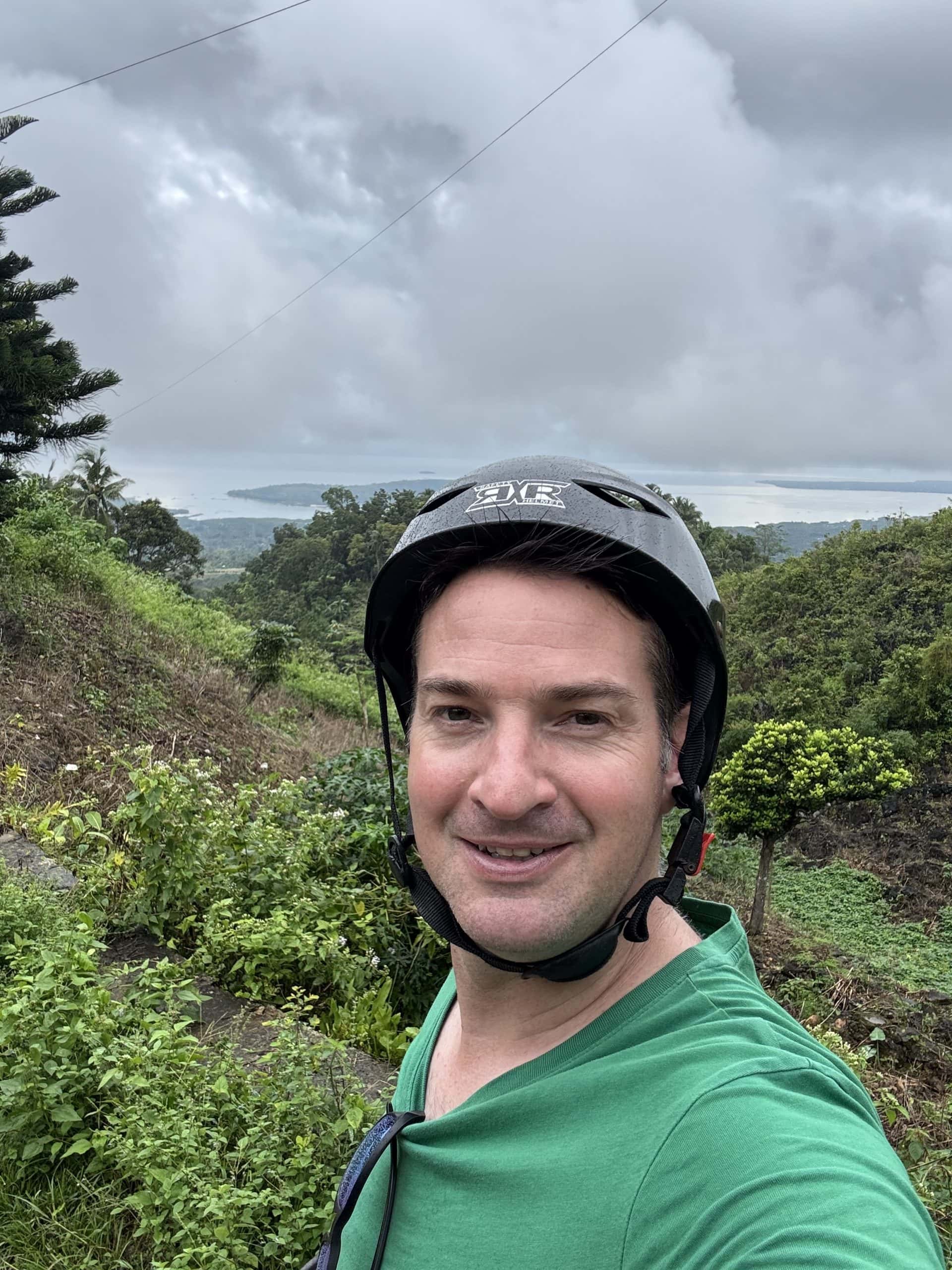 Roadside view from a scooter en route to Osmeña Peak, passing through rural Cebu.
