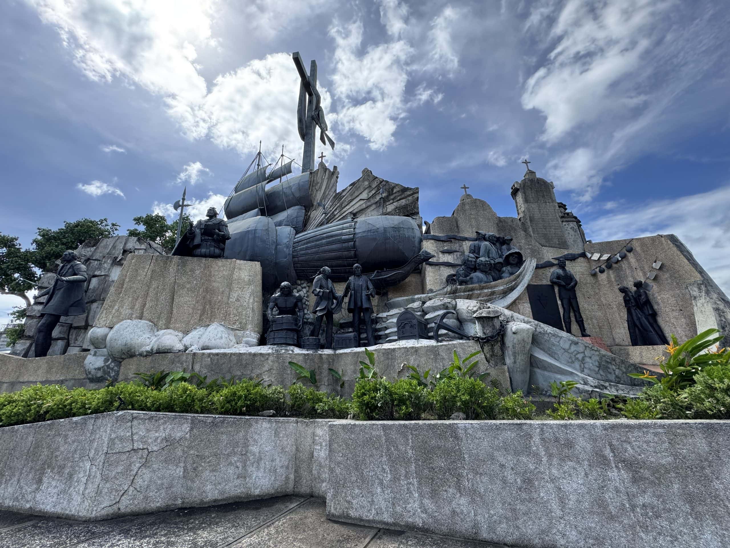 The Heritage of Cebu Monument in Cebu City, a massive sculpture showcasing ships, crosses, and historical figures that narrate the island’s colonial past and cultural heritage.