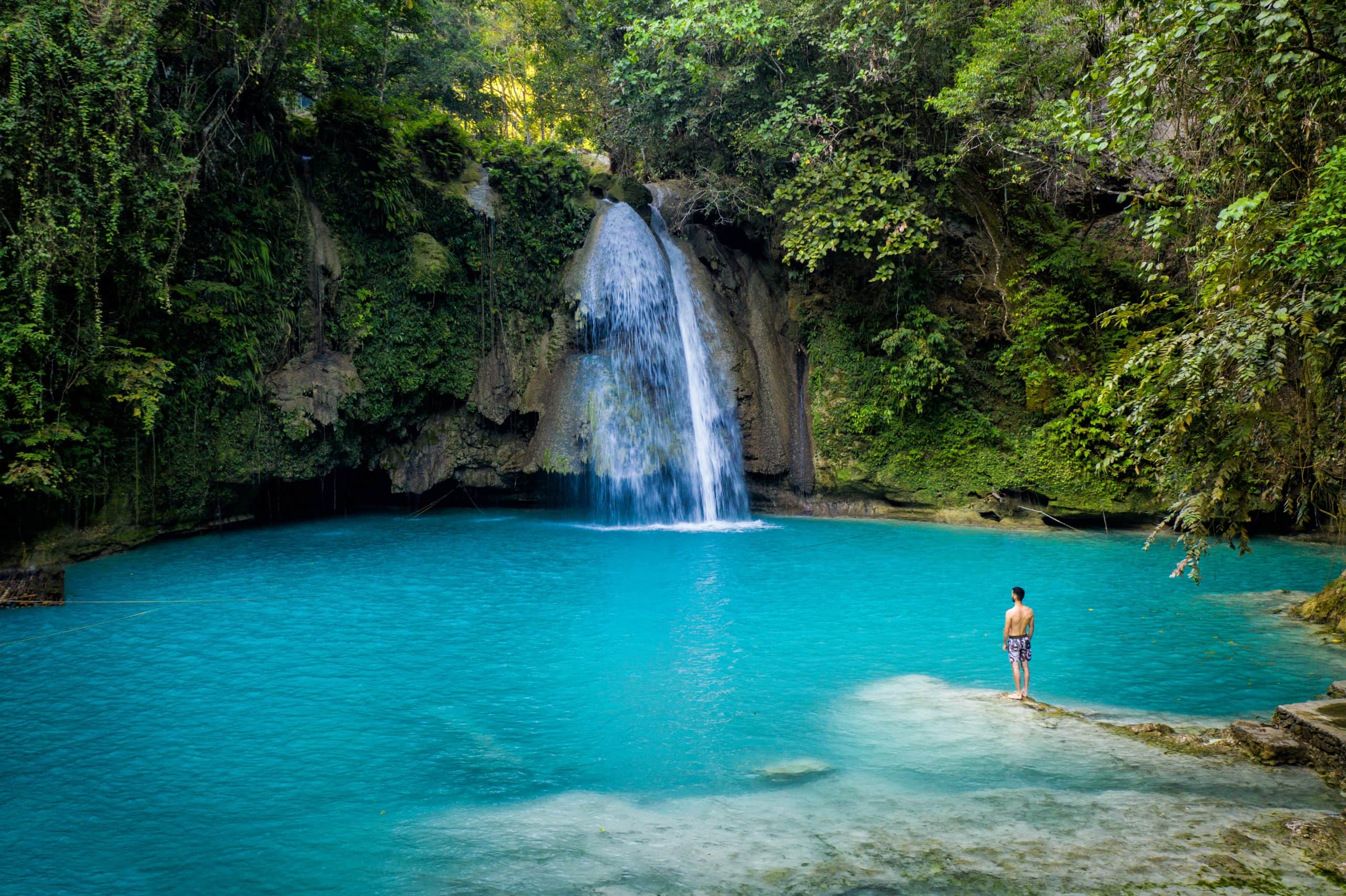 Kawasan waterfalls located on Cebu Island, Philippines - Beautiful waterfall in the jungle