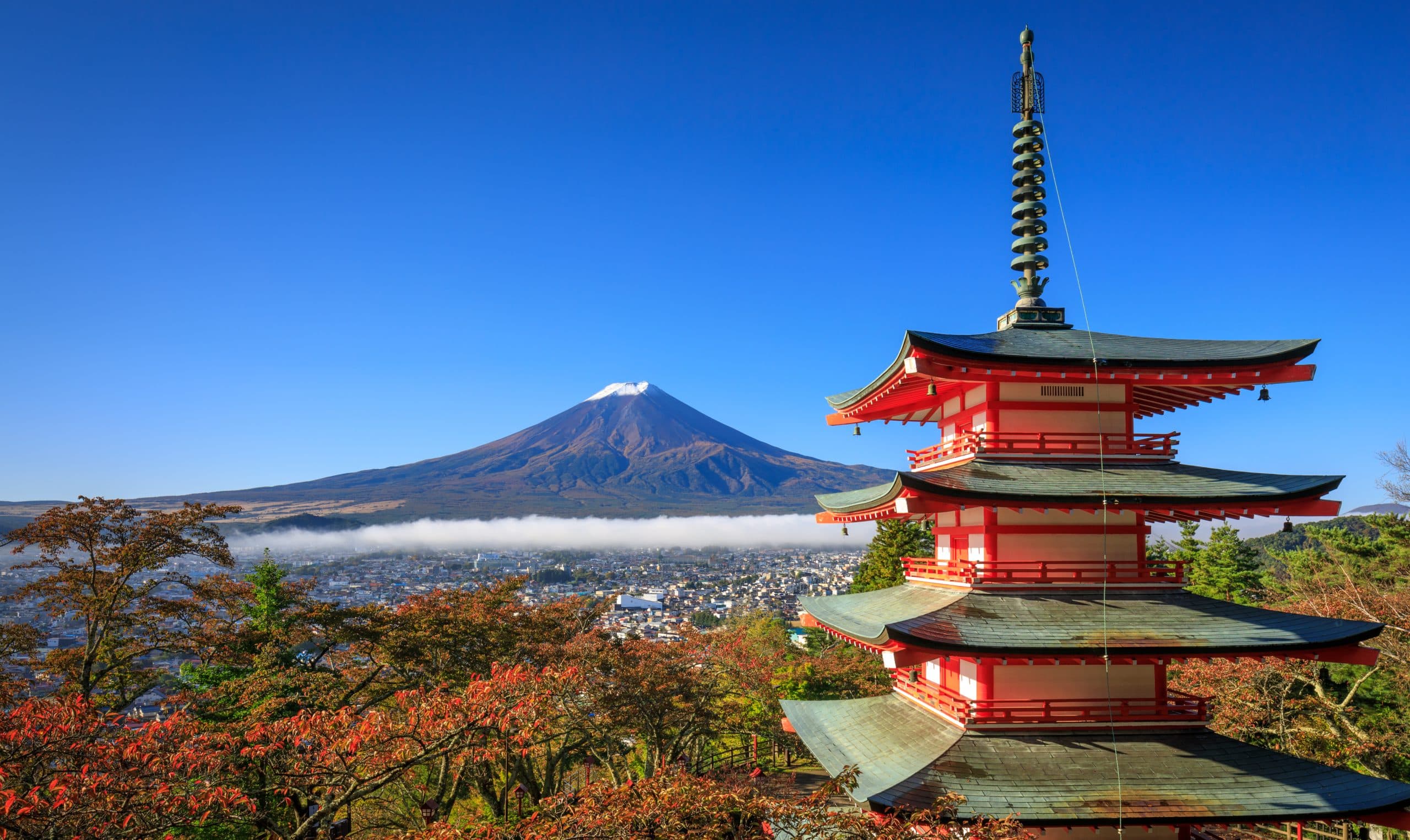 Mount Fuji and Chureito Pagoda in Japan